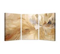 AMXBZC 3 Piezas Cuadro Abstracto Modernos Lienzo Cartel floral moderno Salon baño Comedor dormitorio Decoración de pared pósteres Arte Impresión（Beige-60x80cmx3 Enmarcado