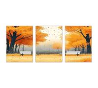 AMXBZC 3 Piezas Cuadros Decoracion Salon Modernos Paisaje Árbol Paisaje Nórdico Minimalistas Plantas, Comedor Oficina Pasillo Cocina Y Baño póster（Naranja-40x60cmx3 Sin marco