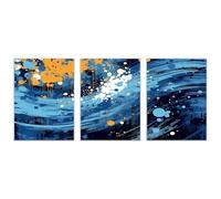 AMXBZC 3 Piezas Moderna Cuadro Abstracto Lienzo Patrón simple y colorido Cuadros Decoracion Salon Lienzo, Dormitorios Para Comedor Pasillo Cocina Y Baño（Azul-50x70cmx3 Sin marco