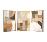 AMXBZC 3 Piezas moderna cuadros abstractos Cartel geométrico moderno Salón Comedor póster de lienzo, impresión decoración nórdica arte de pared pintura（Beige-60x80cmx3 Enmarcado