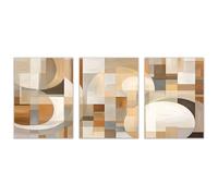 AMXBZC 3 Piezas moderna cuadros abstractos Cartel geométrico moderno Salón Comedor póster de lienzo, impresión decoración nórdica arte de pared pintura（Beige-20x30cmx3 Sin marco