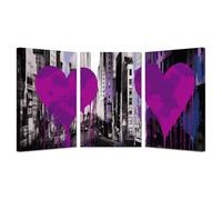 AMXBZC 3Pcs Cuadros Decoracion Salon Modernos cartel de la ciudad de graffiti Arte Impresión Decoración Dormitorios- Comedor Oficina Pasillo Cocina Y Baño pósteres（morado-50x70cmx3 Enmarcado