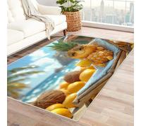 AMXBZC Alfombra de Salón Dormitorio Habitación Infantil Patrón de Frutas Lindas de la Playa Oficina Sala de Estar Diseño,Moderno Abstracto Alfombras de Pelo Corto Suave(Amarillo 18-60x90cm