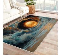 AMXBZC Alfombra para salón Patrón Abstracto del océano Vintage alfombras de Pelo Corto, Lavable, Antideslizante, para Dormitorio Y Zonas Interiores(Naranja 16-180x240cm