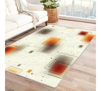 AMXBZC Alfombra para salón Patrón geométrico Abstracto Vintage alfombras de Pelo Corto, Lavable, Antideslizante, para Dormitorio Y Zonas Interiores(naranja-150x180cm
