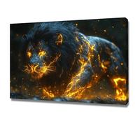 AMXBZC Animal Cuadro Moderno Painting Cuadro en Lienzo Póster de Horror Lion Cuadro Decorativo para Pasillo Comedor, Animales Africa safari（Amarillo-80x120cm Enmarcado