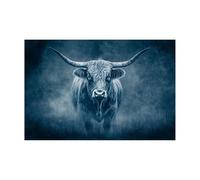 AMXBZC Animal Cuadro Moderno Painting Cuadro en Lienzo Vaca Blanca y Negra Cuadro Decorativo para Pasillo Comedor, Animales Africa safari（Azul-60x90cm Sin marco