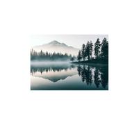 AMXBZC Bosque Cuadros Salon Modernos Paisaje de árboles de niebla montañosa Modernos Cuadros Naturaleza Costa Paisaje Pintura Lienzos Decorativos Dormitorio Comedor Oficina（Beige-40x60cm Sin marco