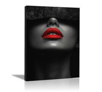 AMXBZC Cuadro de mujer negra africana Mural abstracto de la cara de una chica Lienzo Pintura Abstracta Pared Arte, Moderno Sala de Estar decoración Impresiones（Rojo-20x30cm Enmarcado