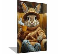 AMXBZC cuadros de animales para habitación infantil Cartel divertido de sofá conejo decoración para habitación de bebé, niño y niña, póster animales del bosque（Brown-40x60cm Enmarcado