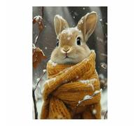 AMXBZC cuadros de animales para habitación infantil Conejitos de invierno adorables decoración para habitación de bebé, niño y niña, póster animales del bosque（Brown-60x90cm Sin marco