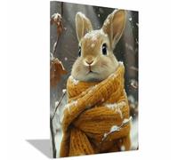 AMXBZC cuadros de animales para habitación infantil Conejitos de invierno adorables decoración para habitación de bebé, niño y niña, póster animales del bosque（Brown-20x30cm Enmarcado