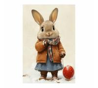 AMXBZC cuadros de animales para habitación infantil Conejitos de invierno adorables decoración para habitación de bebé, niño y niña, póster animales del bosque（Brown-50x70cm Sin marco