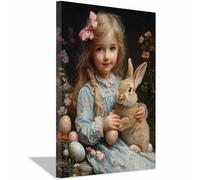 AMXBZC cuadros de animales para habitación infantil Conejo Guapa decoración para habitación de bebé, niño y niña, póster animales del bosque（Brown-40x60cm Enmarcado