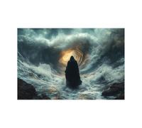 AMXBZC Cuadros Decoracion Salon Modernos Arte de Jesús en el agua Arte Impresión Decoración Dormitorios- Comedor Oficina Pasillo Cocina Y Baño pósteres（Dorado-80x120cm Sin marco