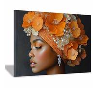 AMXBZC Cuadros Decoracion Salon Modernos Flores de niña negra Arte Impresión Decoración -Dormitorios Comedor Oficina Pasillo Cocina Y Baño（Amarillo 8-60x90cm Enmarcado