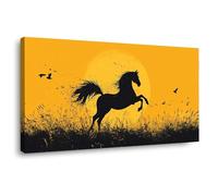 AMXBZC Laminas Cuadros de Salon para Dormitorio Atardecer natural de caballo Lienzos Decoración Pared Cuadro Habitacion Lago - Montaña - Paisaje - Campo（Amarillo 8-60x120cm Enmarcado
