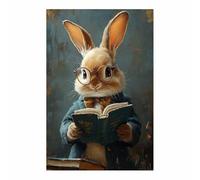 AMXBZC Laminas Decorativas animales safari africano Aprendizaje del Conejo del Bosque Moderno Lienzo Pintura Imagen cuadros salon dormitorios baño decoración（Brown-40x60cm Sin marco