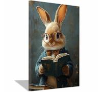 AMXBZC Laminas Decorativas animales safari africano Aprendizaje del Conejo del Bosque Moderno Lienzo Pintura Imagen cuadros salon dormitorios baño decoración（Brown-40x60cm Enmarcado