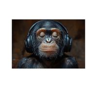 AMXBZC Laminas Decorativas animales safari africano Cartel divertido de música animal Habitacion Bebe Impresión en Lienzo, Cuadros para Sala de estar Baño Corredo（Negro-30x40cm Sin marco