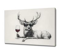 AMXBZC Laminas Decorativas animales safari africano Copa de vino retro de alce Moderno Lienzo Pintura Imagen cuadros salon dormitorios baño decoración（Grey-50x70cm Enmarcado