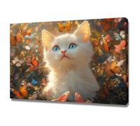 AMXBZC Laminas Decorativas animales safari africano Naturaleza del bosque Animales Habitacion Bebe Impresión en Lienzo, Cuadros para Sala de estar Baño Corredo（Blanco-40x60cm Enmarcado