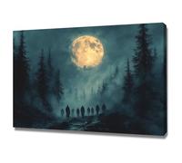 AMXBZC Moderna Abstractos Cuadros Escena del Bosque Nocturno Salon Baño PóSter De Lienzo ImpresióN DecoracióN NóRdica Oficina Arte De Pared Pintura（azul-40x60cm Enmarcado