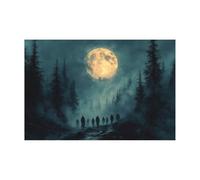 AMXBZC Moderna Abstractos Cuadros Escena del Bosque Nocturno Salon Baño PóSter De Lienzo ImpresióN DecoracióN NóRdica Oficina Arte De Pared Pintura（azul-60x90cm Sin marco