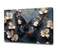 AMXBZC moderna cuadros abstractos Murales de Animales Vegetales Salón Comedor póster de lienzo, impresión decoración nórdica arte de pared pintura（negro-20x30cm Enmarcado