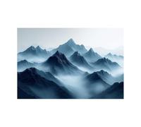 AMXBZC moderna cuadros abstractos Pintura abstracta de montaña Salón Comedor póster de lienzo, impresión decoración nórdica arte de pared pintura（azul-80x120cm Sin marco