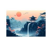 AMXBZC Modernos Cuadro en Lienzo Paisaje Paisaje arbóreo del lago de montaña Nórdico Minimalistas Plantas cuadros, Comedor Oficina Pasillo Cocina Y Baño póster（Azul-80x120cm Sin marco