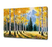 AMXBZC Salón Cuadros de Plantas Decoración Paisaje del Árbol Blanco de la Vida Póster Modernos Láminas Oficina - Cuadros bohemios de pared para dormitorio（Amarillo-40x60cm Enmarcado