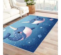 AMXBZC Vintage Alfombra Salon Linda Chica delfín Chico Alfombra Grande Estilo Boho y Oriental Habitacion, Cocina, Comedor, Pasillo, Dormitorio, Salón（Azul 53-240x300cm