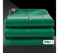 AMXFS Lona con ojales, 420 g/m², color verde, 1 x 2 m, PVC, incluye hilo de nailon de alta resistencia, resistente al agua, resistente a desgarros, lona de protección, cubierta de madera para piscina,