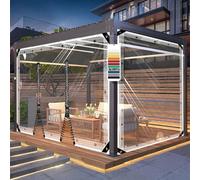 AMXFS Lona Transparente con ojales Lona para terraza Cristalina de PVC 580g/㎡ H2m x L2m Cortina para exteriores Resistente al agua Lona de protección contra la lluvia con cremallera para pabellón