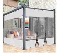AMXFS Lonas transparentes con ojales, lona de patio cristalina de 580g/㎡ de PVC blanco H2,4mxL1,4m, cortina exterior impermeable a la intemperie y al agua sin cremallera