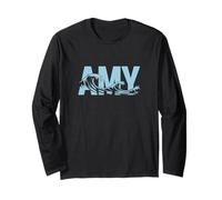 Amy Sea Waves - Nombre Personalizado Ocean Beach Art Manga Larga