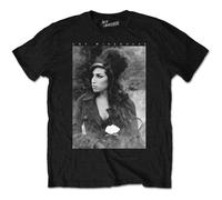 Amy Winehouse Camiseta para Hombre con diseño de Retrato de Flores, Negro, L