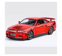 AMYALIN Coche Modelo 1:32 para Skyline para GTR R34 Adorno De Exhibición De Coche De Metal Fundido A Presión Colección(Rojo)