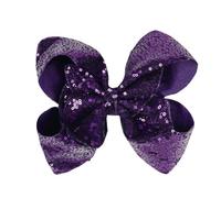 AMYDECOR Lazos para el pelo de lentejuelas brillantes de color morado oscuro de 8 pulgadas para niñas