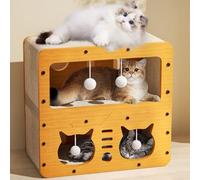 AMYESE Casa de cartón rascador para gatos, cama de 2 pisos, para gatitos, animales pequeños, para jugar, descansar, dormir, rascar, tabla duradera para entretener a amigos felinos y evitar daños en