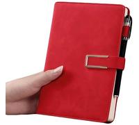 AMYSTY Cuaderno Libreta Escuela Cuaderno De PU Rayado A5, Diario De Tapa Dura for Mujeres, Hombres, Trabajo Universitario, Escuela, Oficina, Diario De Negocios Cuaderno Empresarial(B,With buckle)