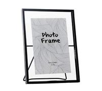 AMYSTY Marcos de Fotos Portaretratos Marco De Fotos Hierro Forjado, Metal Geométrico, Negro, Personalidad Simple, Adornos Escritorio, Marcos Decoración de Amigos(7Inch)