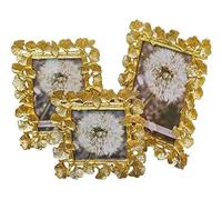 AMYSTY Marcos de Fotos Portaretratos Marco De Fotos Tres Piezas, Hoja Ginkgo Retro, 4/6/7 Pulgadas, Metal Para Habitación Del Hogar, Decoración Mesa Decoración de Amigos