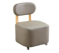 AMYSTY Reposapies Sofa Taburete Reposapiés con Ruedas Y Respaldo De Cuero Sintético, Estructura Madera Maciza, Multiusos Reposa Pies para Sala De Estar(Gray)