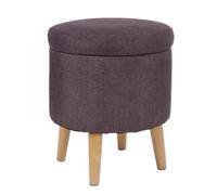 AMYSTY Reposapies Sofa Taburete Reposapiés con Tapa Extraíble, Asiento Acolchado Espacio Oculto Y Patas De Madera Reposa Pies para Sala De Estar(Bruin)