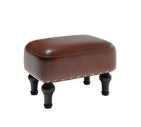 AMYSTY Reposapies Sofa Taburete Reposapiés De Cuero con Asiento Acolchado Espuma Y Patas Madera Reposa Pies para Sala De Estar(Bruin)