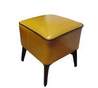AMYSTY Reposapies Sofa Taburete Reposapiés De Cuero Tapizado con Estructura Madera Maciza For Sala Estar Reposa Pies para Sala De Estar(Yellow)