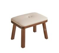 AMYSTY Reposapies Sofa Taburete Reposapiés De Madera Maciza con Asiento Acolchado Suave, Taburete Pequeño For El Hogar Reposa Pies para Sala De Estar(Beige)