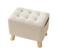 AMYSTY Reposapies Sofa Taburete Reposapiés De Tela Multifuncional con Estructura Madera Maciza Y Acolchado Esponja Suave Reposa Pies para Sala De Estar(White)